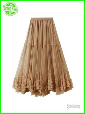 Women's Tiered Tulle Maxi Skirt High Waist A-Line Tutu